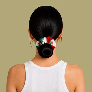 Mexico Recycled Scrunchie | Mexican Hair Tie | Football Hair Accessory | Fiesta Scrunchie | Hair Bow