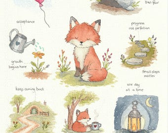 The Art of Recovery | Original Watercolour Painting | AA Recovery / Sobriety Gift | Inspirational Fox Art