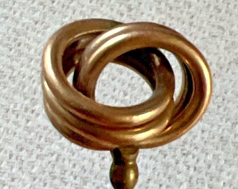 Antique 3 Ring Brass Knot Hatpin 8 " Long Victorian Cottage Core Hat Pin