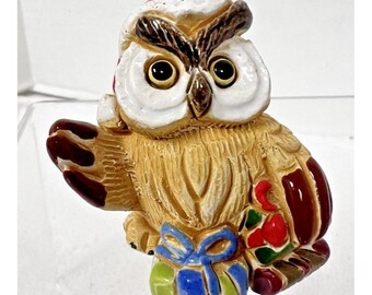Older Peru Santa Owl W Gift Figurine R Berrocal Gabriele' Z 1 3/4
