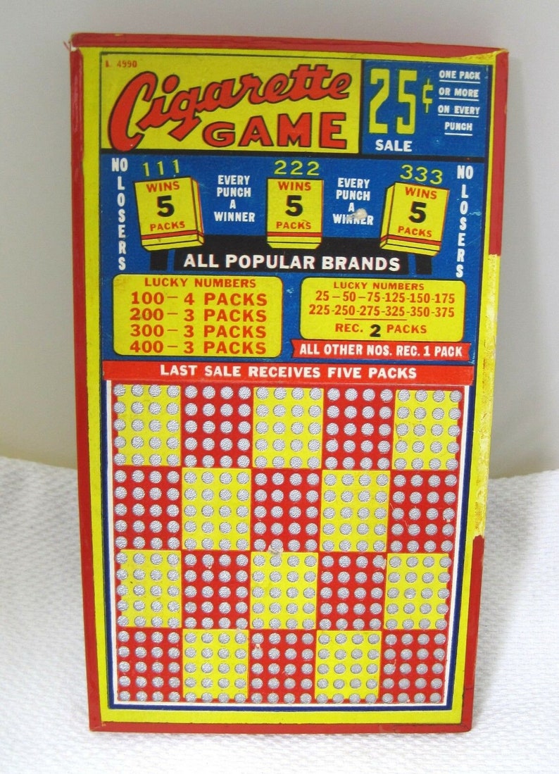 Antique 25 Cent Punch Board Cigarette Game Gambling Trade Etsy