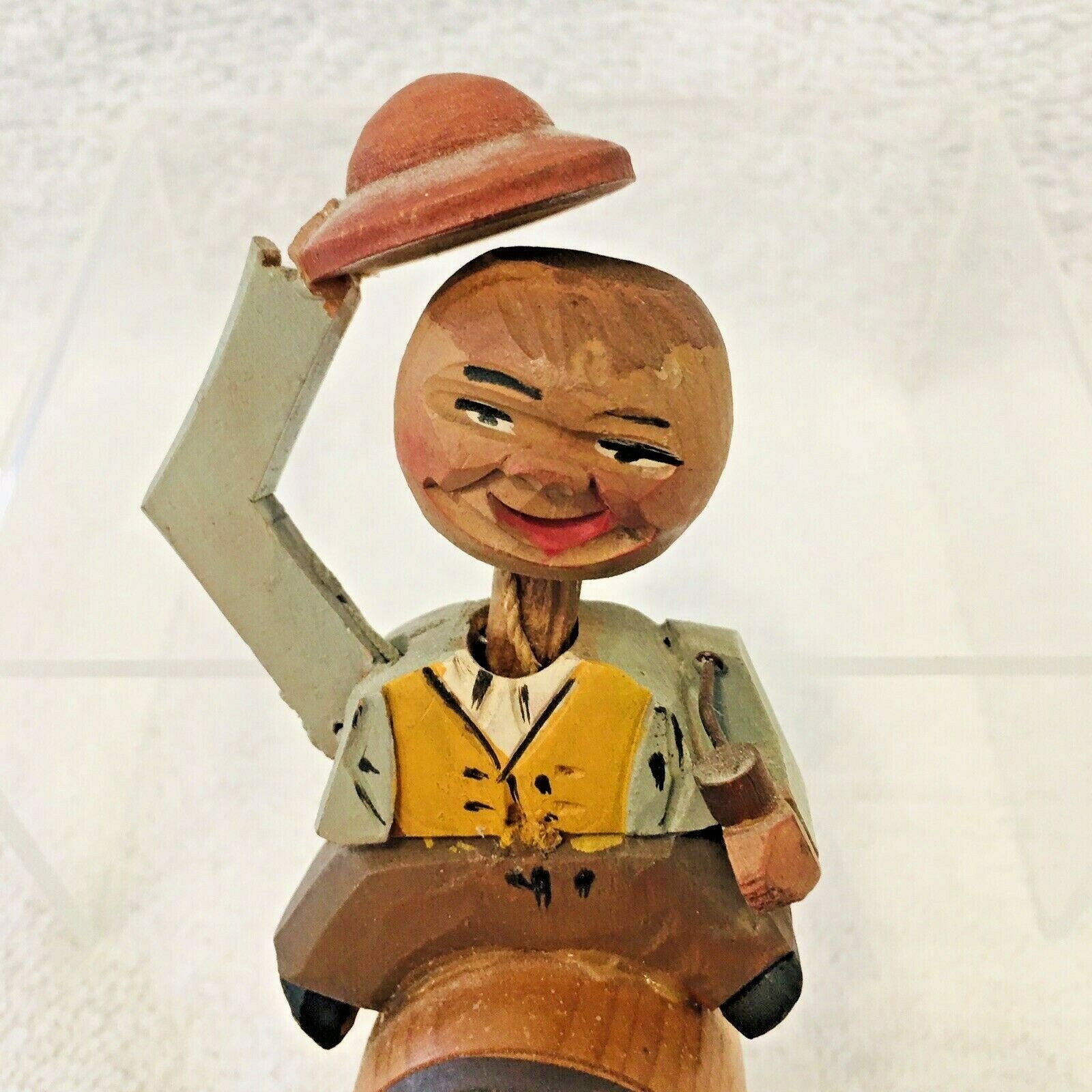 Carved Wood Bottle Cork Man Sitting on Barrel Keg Tipping Hat Etsy