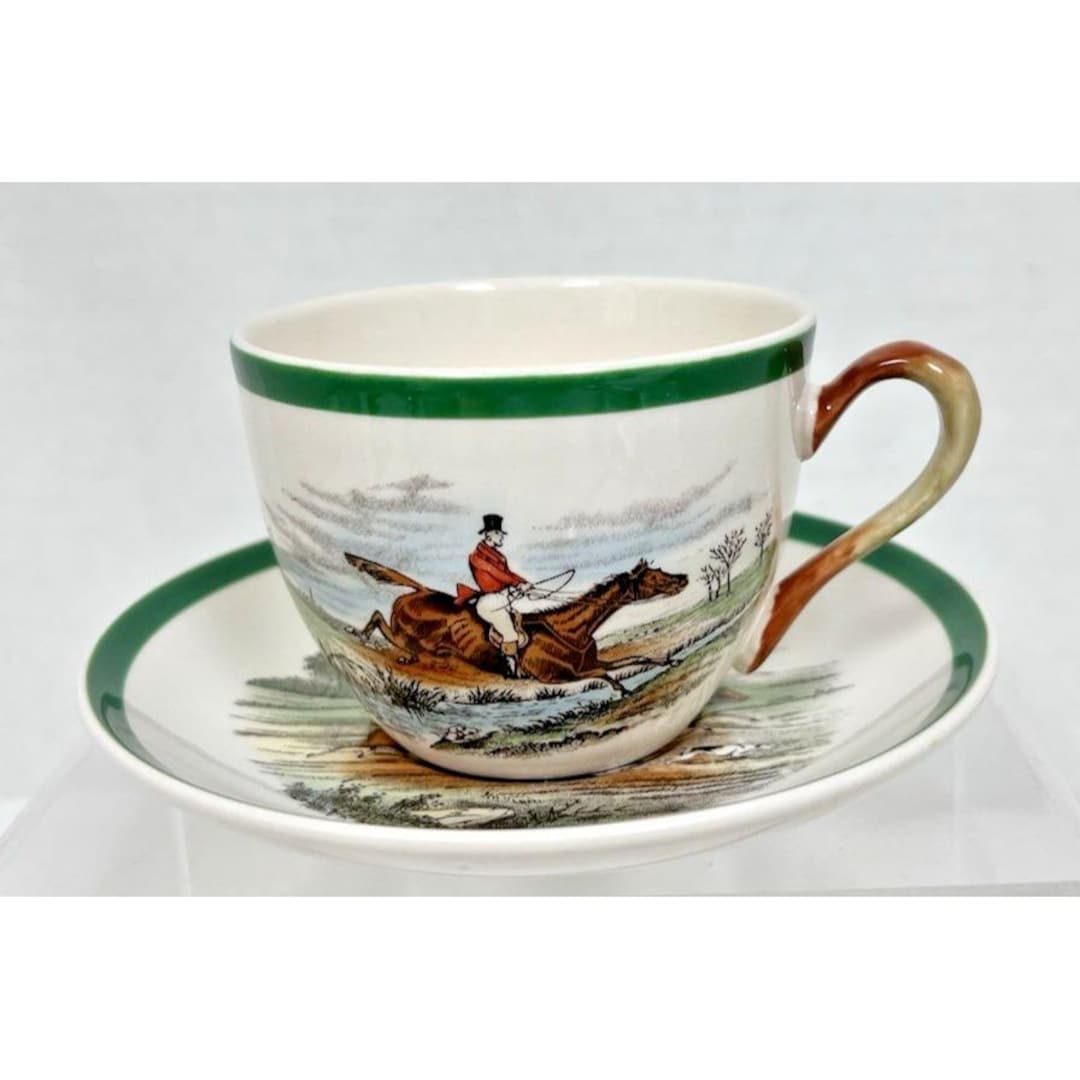 Spode Herring Hunt Fox Hunt Hunting Cup and Saucer Leaping the