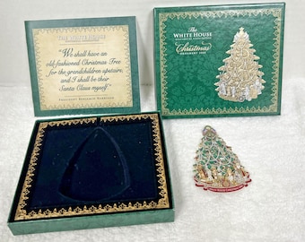 Christmas White House 2008 Painted Brass Old Fashion Xmas Tree Ornament Box