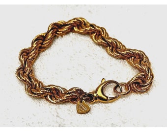 18Kt Over Bronze Milor Italy Bronzo Italia Thick Rope Chain Bracelet 7 3/4"