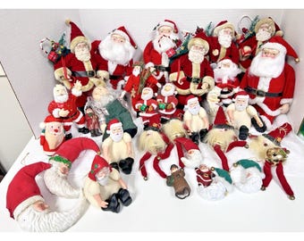 30 Santas Shapes & Sorts Moon Head Bells Hard Plastic Fabric Christmas Ornaments
