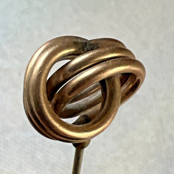 Antique 3 Ring Brass Knot Hatpin 8 " Long Victori… - image 4