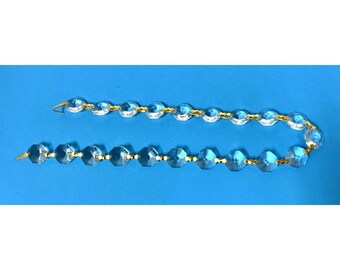 Fancy Cut Prisms Chain Chandelier Crystal w Gold 15" Long 20 Single Crystal 5/8