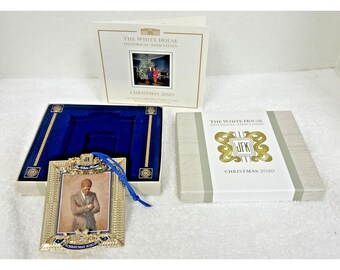 Christmas White House 2020 Painted Brass Figural Picture Frame JFK Ornament Box