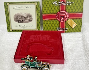 Christmas White House 2012 Painted Brass President Taft Figural Car Ornament Box