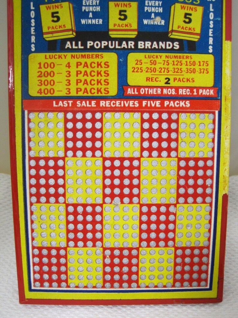 Antique 25 Cent Punch Board Cigarette Game Gambling Trade Etsy