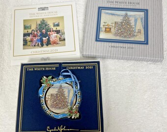 Christmas White House 2021 Painted Brass Figural Wreath Tree Ornament Box