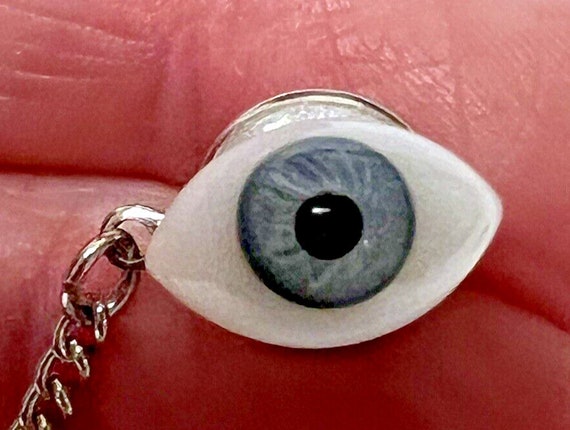 Vintage Glass Blue Eye Ball Eyeball Tie Tack Pin … - image 2