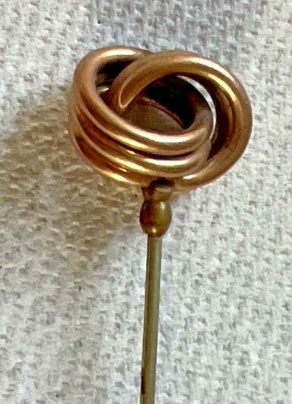 Antique 3 Ring Brass Knot Hatpin 8 " Long Victori… - image 3