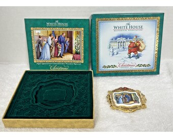 Christmas White House 2011 Painted Brass Roosevelt Family Xmas Tree Ornament Box