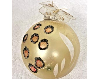 Vintage Shiney Brite Hand Painted Mica w Net Butterfly Christmas Ornament German