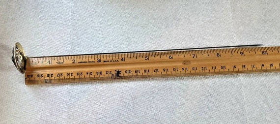 Antique Open Scroll Yellow Stone Enamel Hatpin 10… - image 3