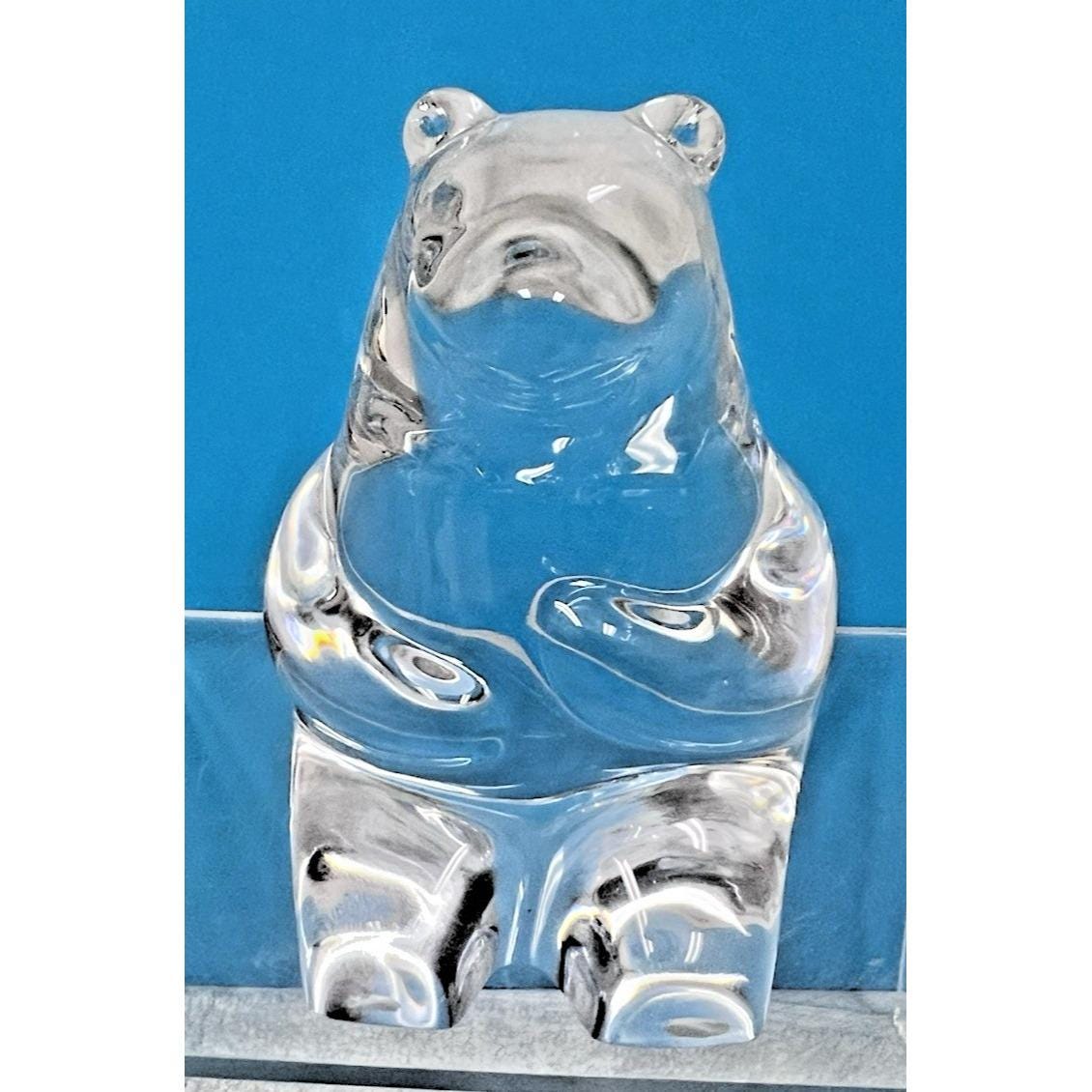 Orrefors Crystal Bear Paperweight Figurine Signed 4 Inches Tall