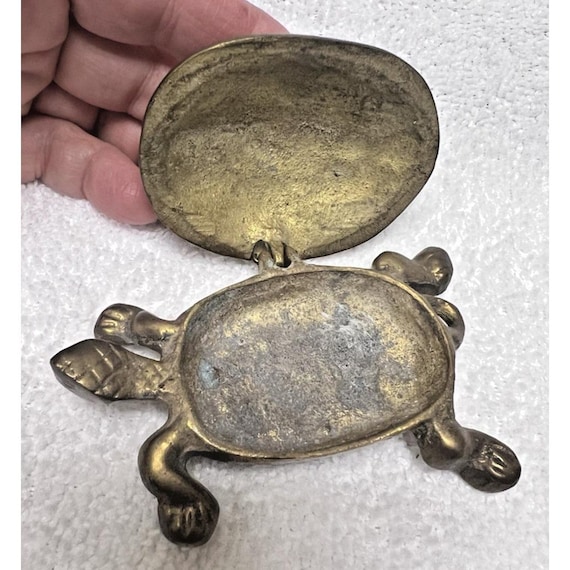 Vintage Solid Brass Turtle Box Hinged w Detailed … - image 9
