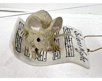 1994 Sweet Little Mouse on Sheet Music Christmas Ornament Silent Night