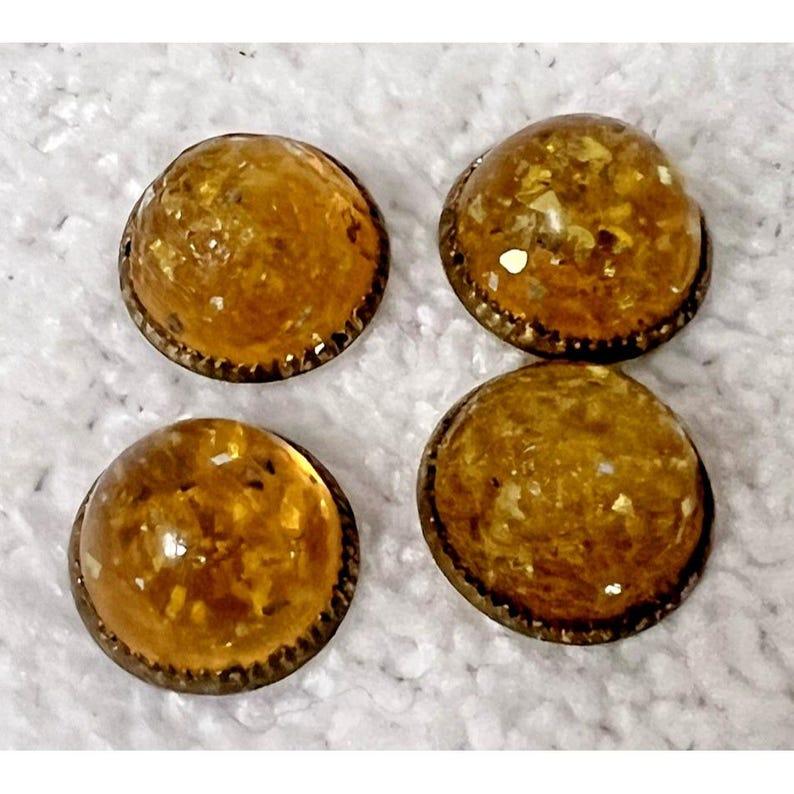 4 Antique Amber Glitter Lucite Dome Buttons 9/16ths Inch Across - Etsy