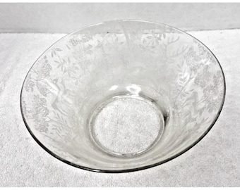 Vintage Etched Glass Lamp Shape Tree's Deer Forrest Scene Clear w White 4" Tall
