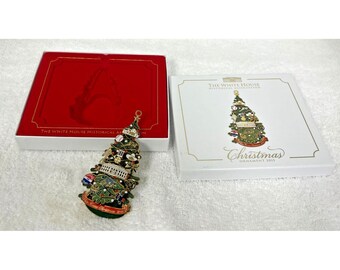 Christmas White House 2015 Painted Brass Figural Decorated Tree Ornament Box