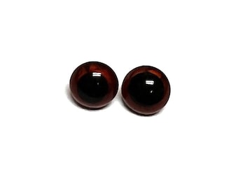 1 Pair LT Brown & Black Glass Teddy Bear Eyes w Wire 8MM 1/4 Inch Across