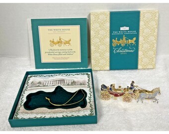 Christmas 2001 White House Painted Metal Figural Carriage Horse Ornament Box