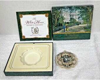 Christmas White House Official 2005 Painted Brass Border Ceramic Ornament Box