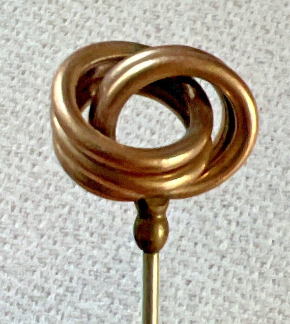 Antique 3 Ring Brass Knot Hatpin 8 " Long Victori… - image 1