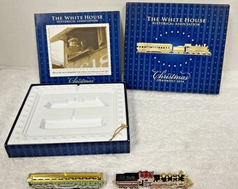 Christmas White House 2014 Painted Brass Figural Harding Trains Ornament Box