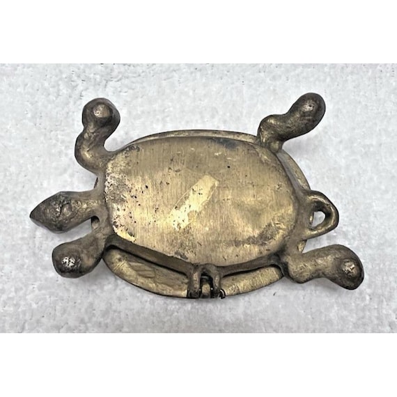 Vintage Solid Brass Turtle Box Hinged w Detailed … - image 7