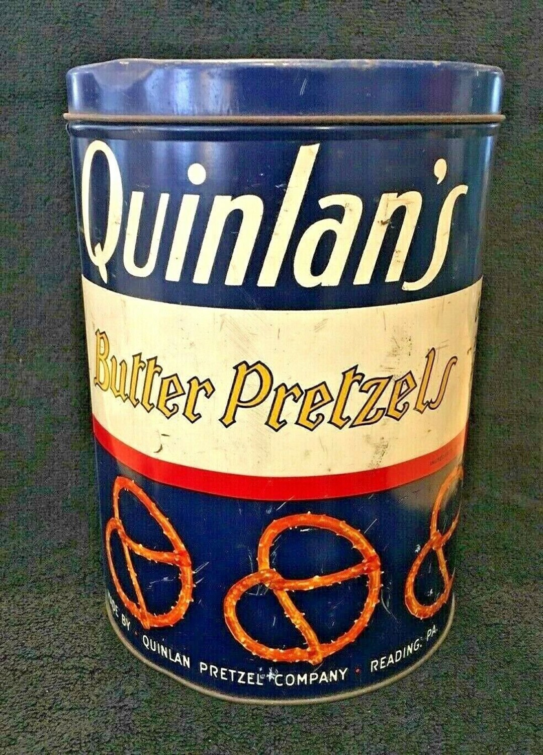 Vintage Quinlan's Butter Pretzels 12 Oz Tin Litho Can 9 Etsy