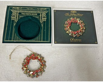 Christmas White House 2023 Painted Brass Figural Wreath Ford Ornament Box