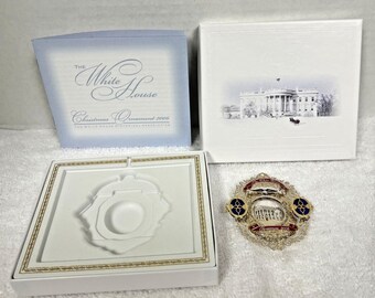 Christmas White House 2006 Painted Brass Translucent Ovals Ceramic Ornament Box
