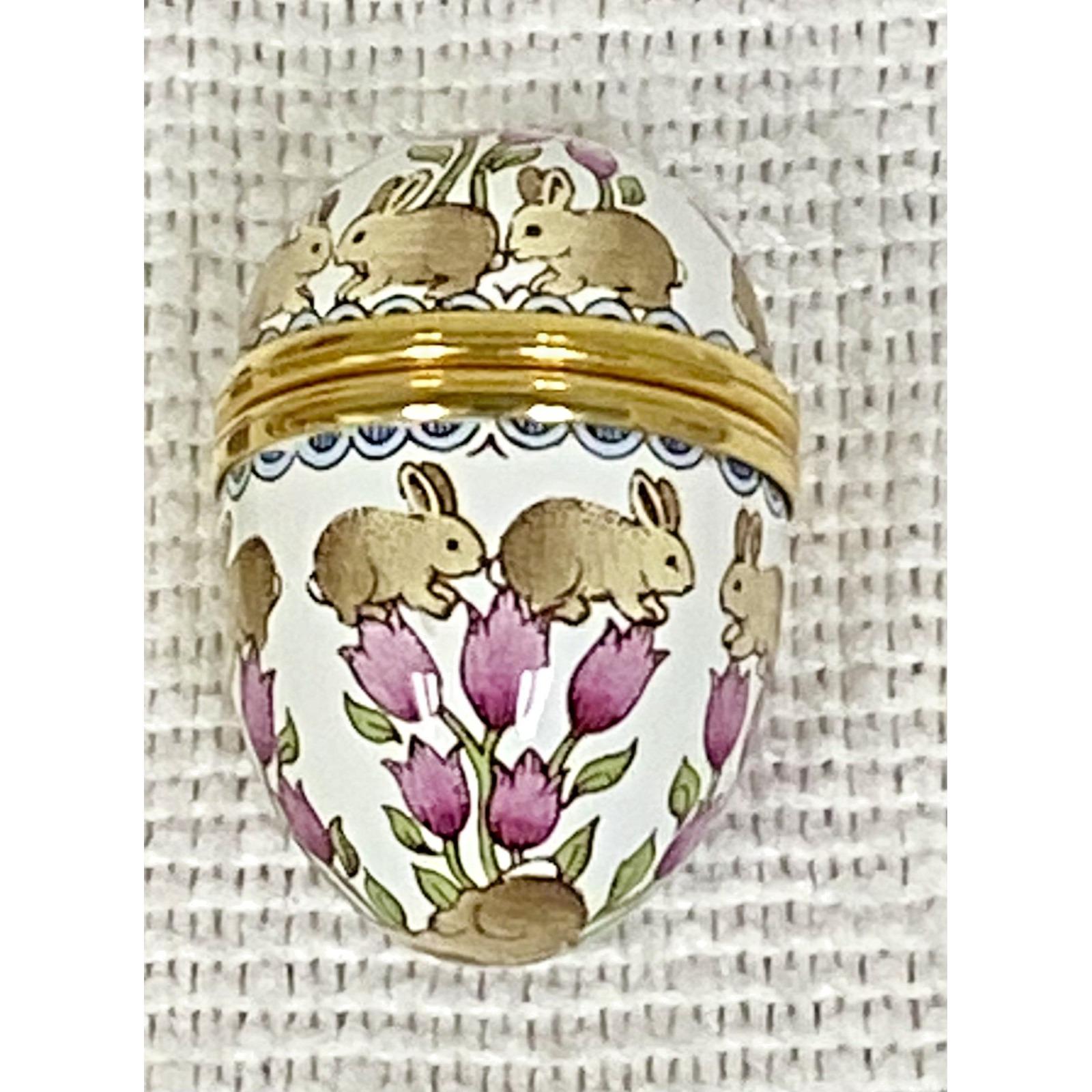 Halcyon Days Enamel Miniature Easter Oval Egg Pill Trinket Box