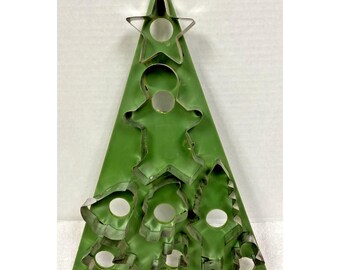 Vintage Hong Kong Tree Shaped Plastic Cookie Cutter Holder Angel Star Snowman
