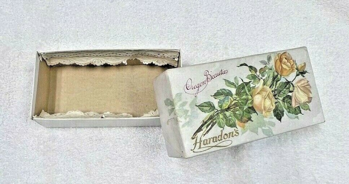 Antique Cardboard Box From Haradon's Confections Says Etsy