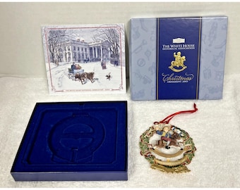 Christmas White House Official 2003 Painted Brass Boy Rocking Horse Ornament Box