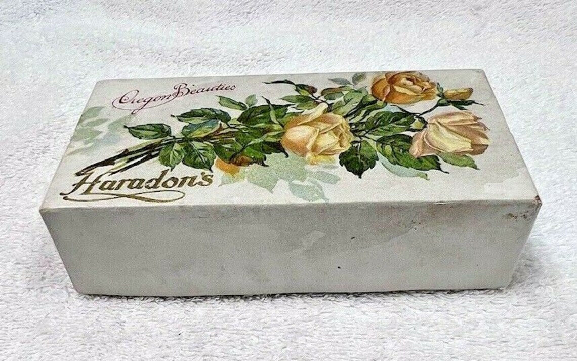 Antique Cardboard Box From Haradon's Confections Says Etsy