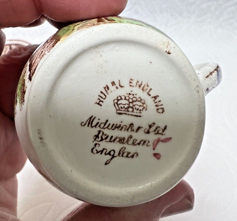 Miniature Cream Sugar Rural England Midwinter Hand Tinted Jug 2 Sugar 1 5/8 image 10