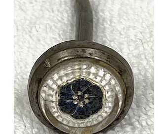 Antique Victorian Black Flower Sulfide Threaded Cover Picture Hanging Nail