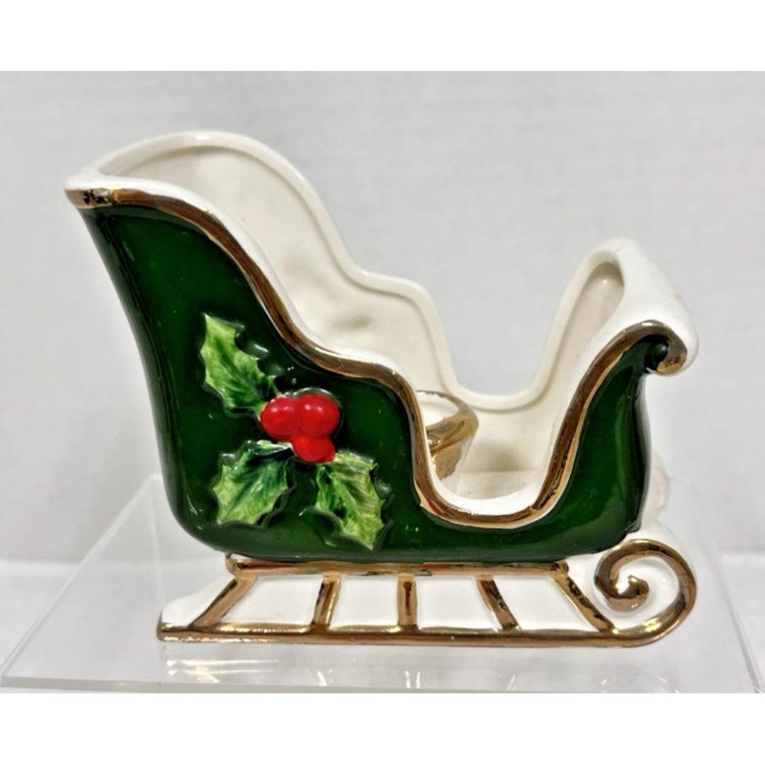 【国内Org廃盤】JOSEPH JARMAN - ジョセフ・ジャーマン Vintage Christmas Josef Original Green Sleigh W Holly Candle