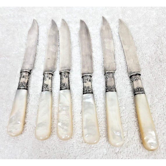 Boxed Lot 6 Landers Frary & Clark Mother of Pearl Sterling Banded