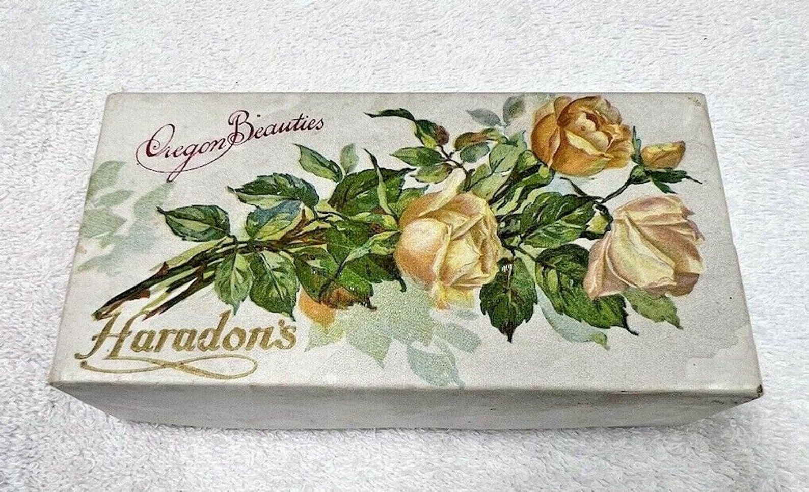 Antique Cardboard Box From Haradon's Confections Says Etsy
