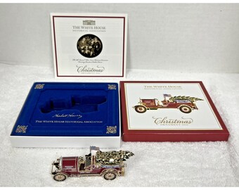 Christmas White House 2016 Painted Brass Figural Fire Engine Hoover Ornament Box