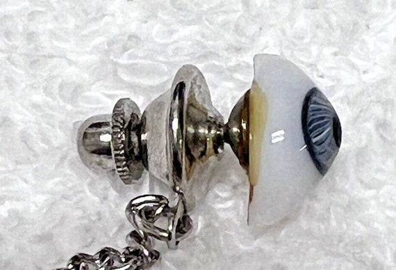 Vintage Glass Blue Eye Ball Eyeball Tie Tack Pin … - image 3