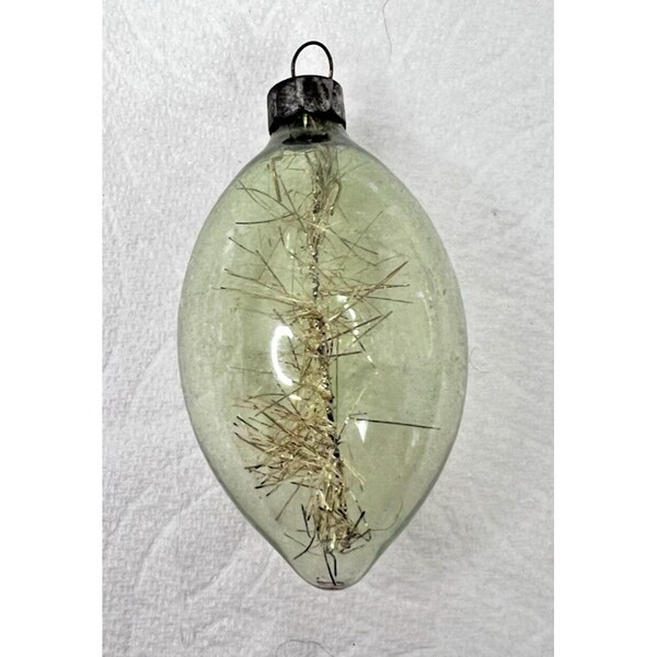 Vintage Unsilvered Glass Tinsel Stick Soft Green DROP Christmas Ornament Corning