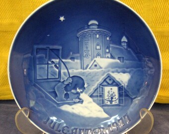 Details about / Bing /& Grondahl Jule After 1977~Copenhagen Porcelain Blue Christmas Plate~#9077